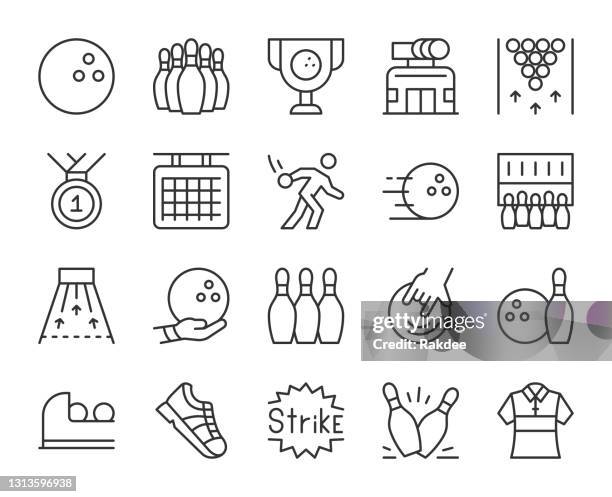 bowling - light line icons - bowling stock illustrations