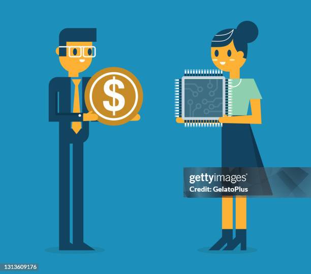 microchip - microchip - processor - holding computer chip stock illustrations