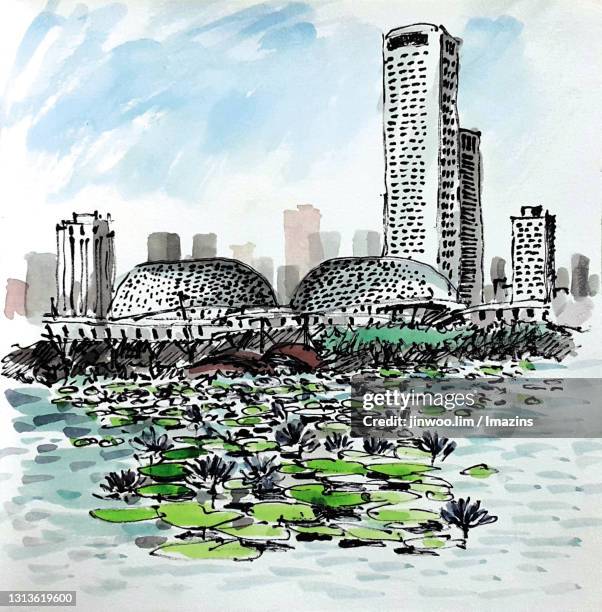 cityscape of singapore - singapore day stock illustrations