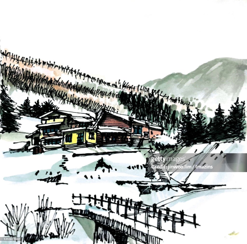 Snow Landscape of Nagano, Japan