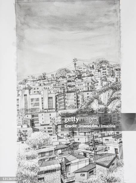 changsin-dong, seoul, south korea - utility pole stock illustrations