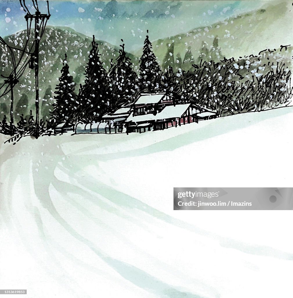 Landscape of Tsumago Village, Nagiso, Nagano, Japan