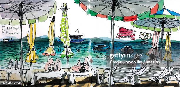 landscape of pattaya, thailand - pattaya stock illustrations