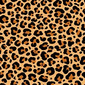 Vector seamless pattern of leopard or ounce predatory print.