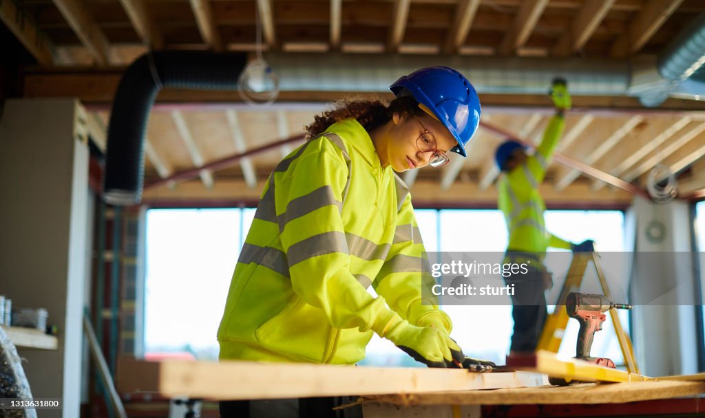 Female construction trainee