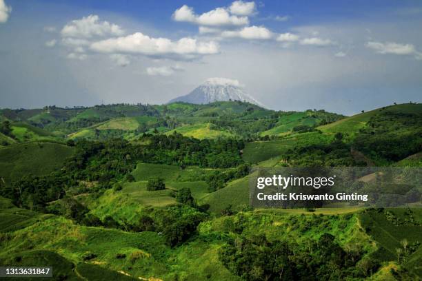 mount sinabung from the other side - sumatra bildbanksfoton och bilder