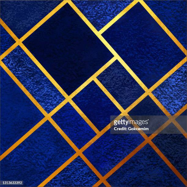 Abstract Geometric Blue Background With Gold Lines Golden Invitation  Brochure Or Banner With Minimalistic Geometric Style Gold Lines Glitter  Frame Vector Fashion Wallpaper Poster Abstract Rectangle Blue Toned Acrylic  Painting Background High-Res