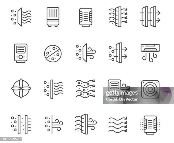 ilustraciones, imágenes clip art, dibujos animados e iconos de stock de conjunto de iconos purificadores de aire - air purifier