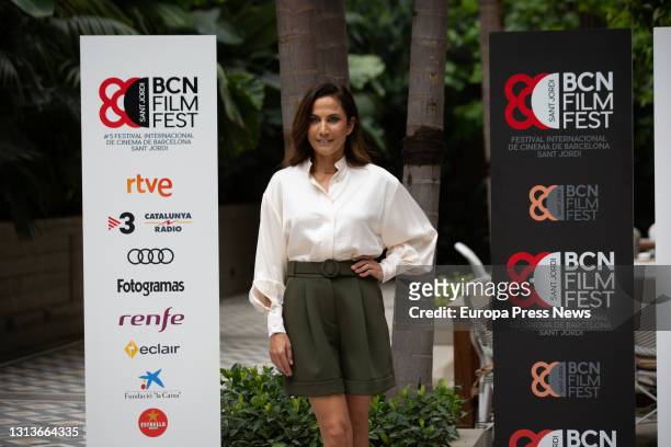 Actress Toni Acosta poses during a photocall for the film 'Polyamory for Beginners' at the BCN Film Fest on April 21, 2021 in Barcelona, Catalonia,...