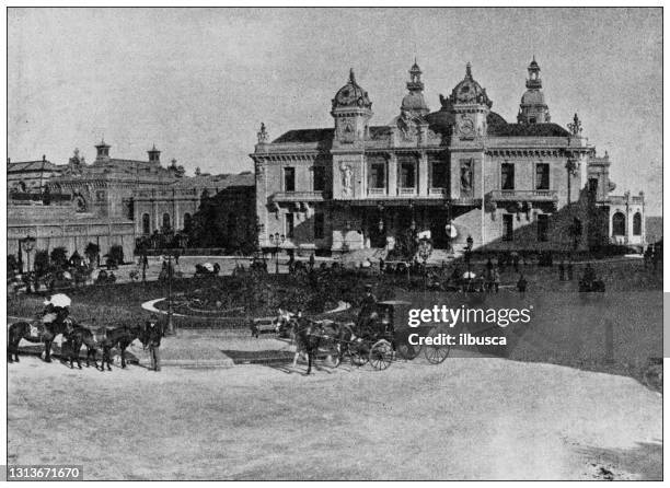 antique photo of world's landmarks (circa 1894): monte carlo, monaco, casino - monte carlo casino stock illustrations