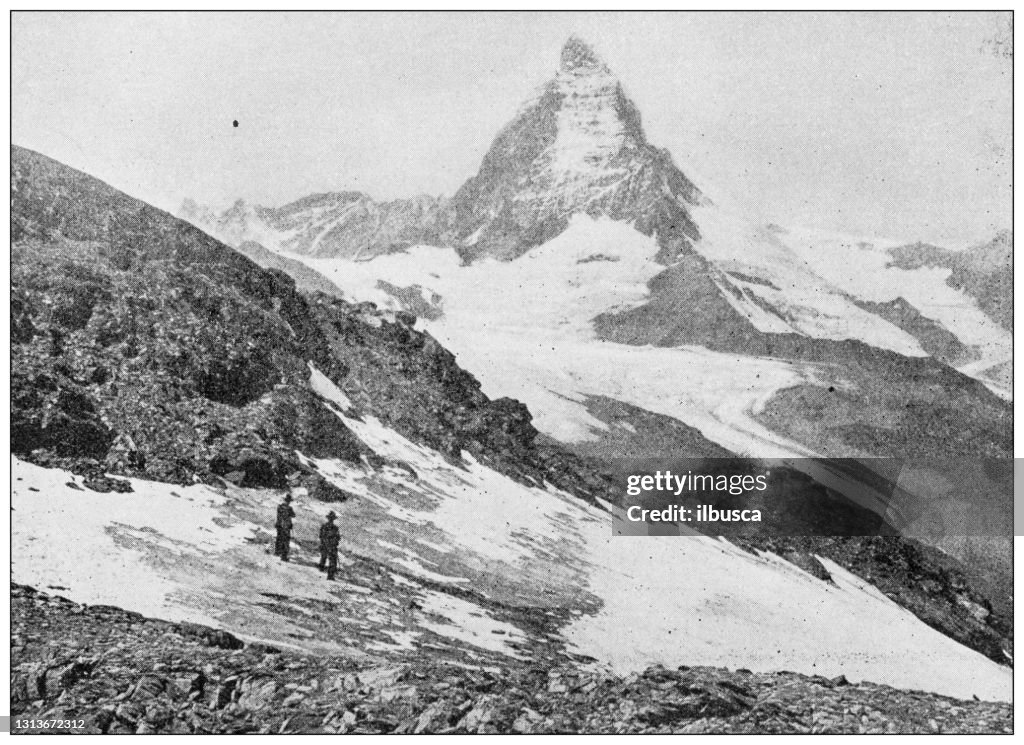 Antikes Foto von Sehenswürdigkeiten der Welt (ca. 1894): Matterhorn, Schweiz