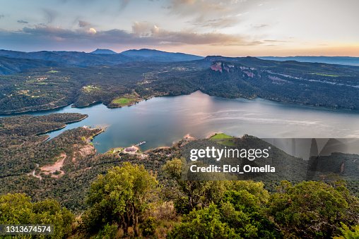 The Sau reservoir, on Ter river, the Osona region, Catalonia, Spain The Sau reservoir, on Ter river, the Osona region, Catalonia, Spain