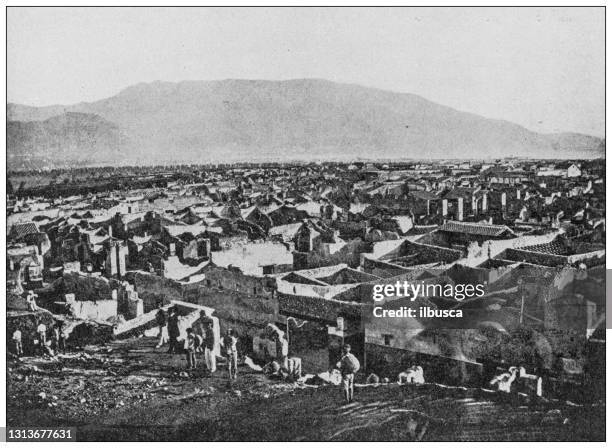 antique photo of world's landmarks (circa 1894): pompeii, italy - pompei stock illustrations