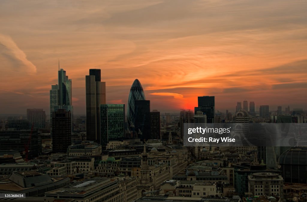 Sunrise over london city