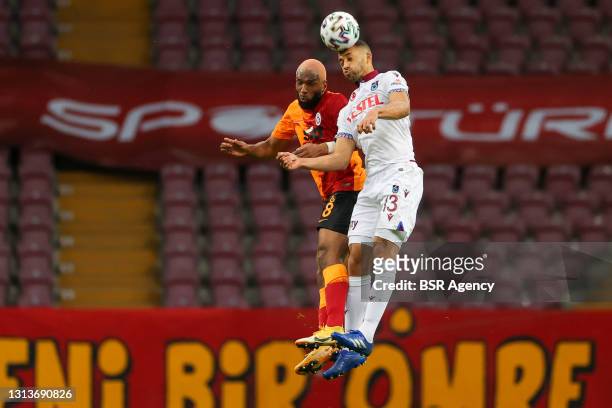 Ryan Babel of Galatasaray and Vitor Hugo of Trabzonspor during the Super Lig match between Galatasaray and Trabzonspor at Turk Telekom Stadyumu on...