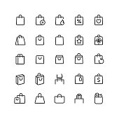 Shopping Bag Line Icons Editable Stroke