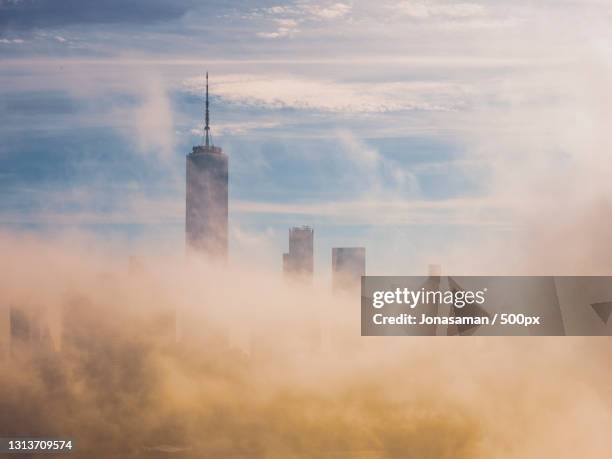 aerial view of buildings in city,new york,united states,usa - sunrise new york stock-fotos und bilder