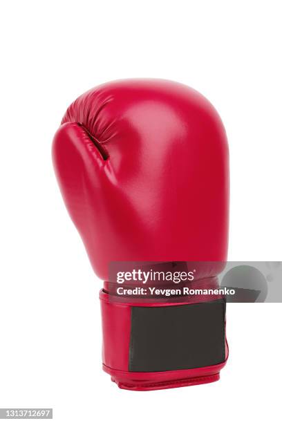 red boxing glove isolated on white background - boxing glove stock pictures, royalty-free photos & images