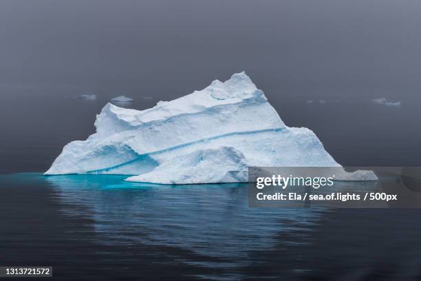 scenic view of sea against sky during winter - iceberg bildbanksfoton och bilder