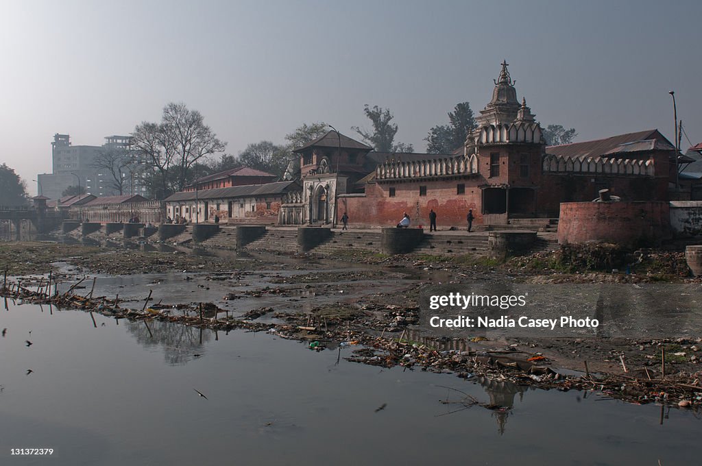 Temple reflection in river