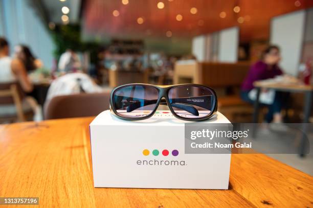 EnChroma glasses are on display as Eataly NYC Downtown reopens with Color Factory for La Pizza & La Pasta A Colori art installation created by artist...