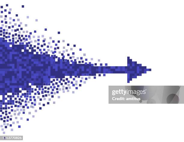 pixels arrow - atom fusion stock illustrations