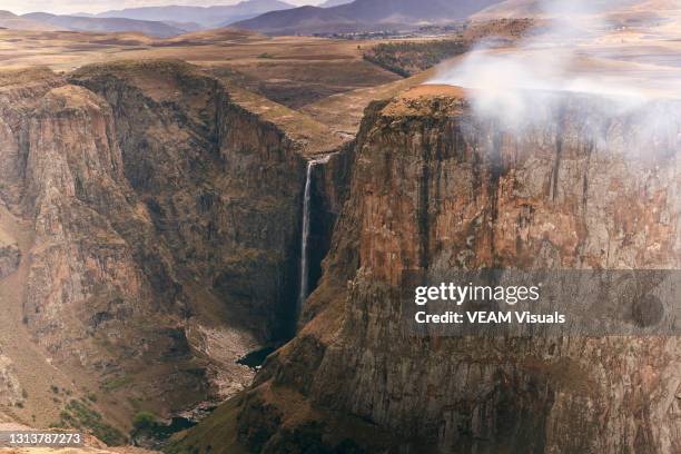 view of maletsunyane falls in lesotho. - lesotho stock pictures, royalty-free photos & images