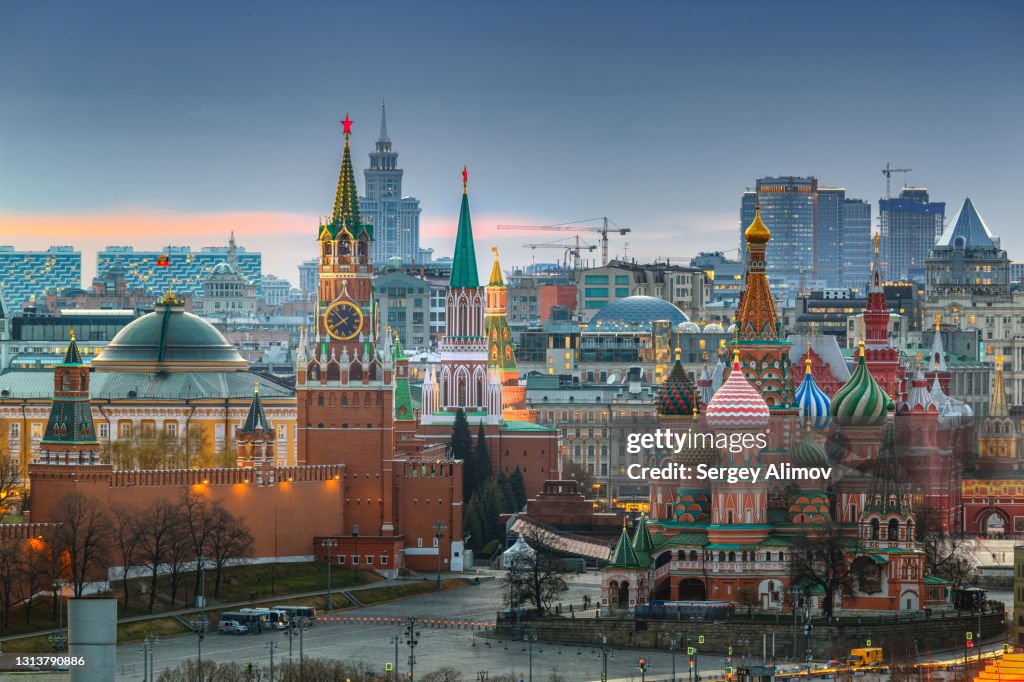 Landmarks of Moscow: Kremlin, St. Basil's Cathedral, Spasskaya Tower