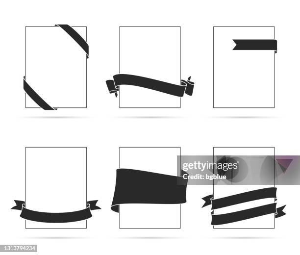 Black Ribbon Insert Set Of Black Ribbons On Blank White Labels Design Elements High-Res ...