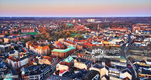 blick vom stadtzentrum - odense stock-fotos und bilder