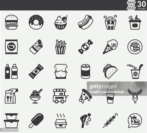 junk food silhouette icons - chocolate chips stock illustrations