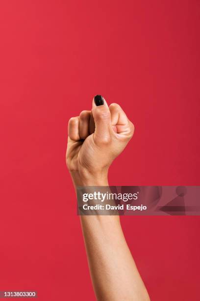 fist raised. symbol of the protest movement. - puño en alto fotografías e imágenes de stock