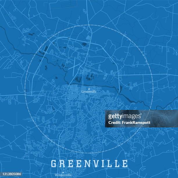 greenville nc city vektor straßenkarte blauer text - greenville north carolina stock-grafiken, -clipart, -cartoons und -symbole
