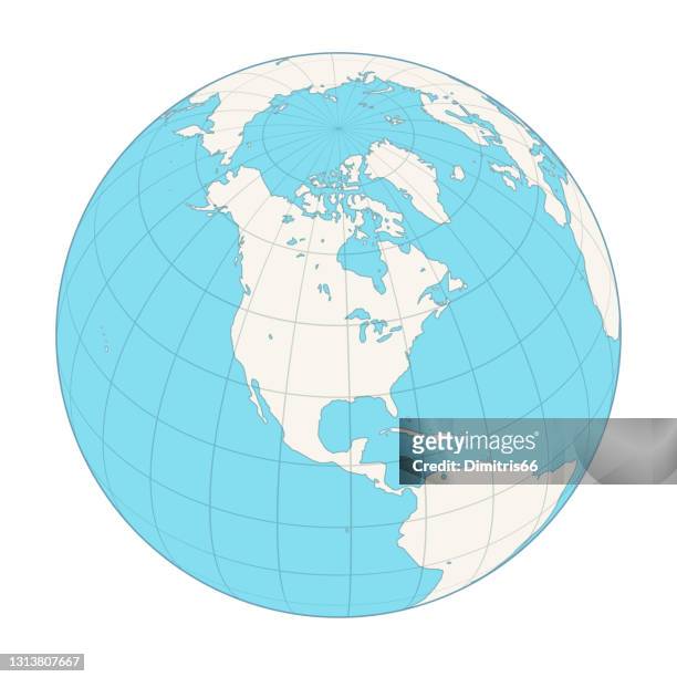 earth globe focusing on north america and north pole. - equator stock illustrations