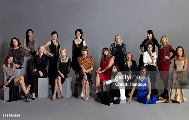 In this handout image, Editors of Vogue from around the world pose for a photograph, , Yolanda Sacristn, Spain , Kirstie Clements, Australia , Anaita...