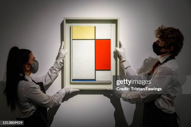 Piet Mondrian's Composition: No. II, with Yellow, Red and Blue, est. $25 million, goes on view to the public at Christie's on April 22, 2021 in...