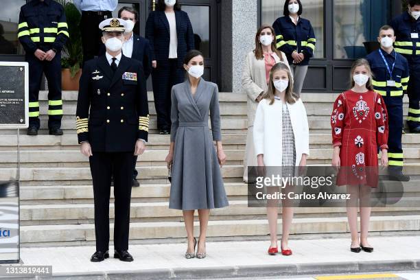 King Felipe VI, Queen Letizia, Princess Leonor and Infanta Sofia attend the launching ceremony of the new submarine 'Isaac Peral' at Navantia...