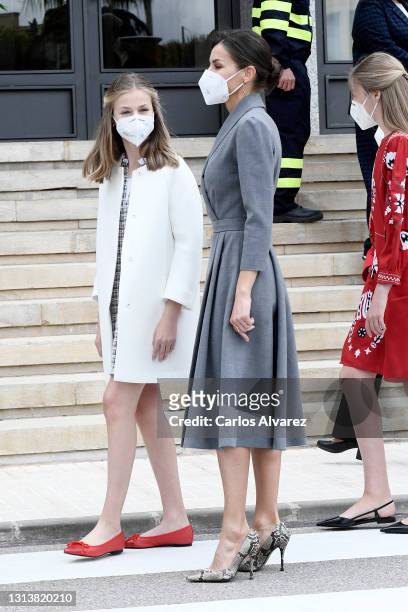 Princess Leonor, Queen Letizia and Infanta Sofia attend the launching ceremony of the new submarine 'Isaac Peral' at Navantia Shipyard on April 22,...