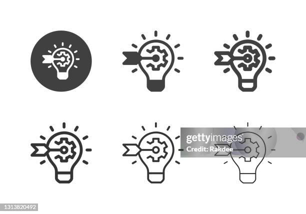 industrial idea target icons - multi series - light fitting stock illustrations