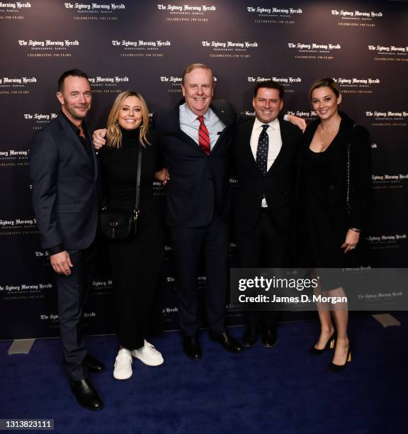 Michael Willesee Jr, Allison Langdon, Peter Costello, Karl Stefanovic and Jasmine Yarbrough as they attend the Sydney Morning Herald 190th event at...