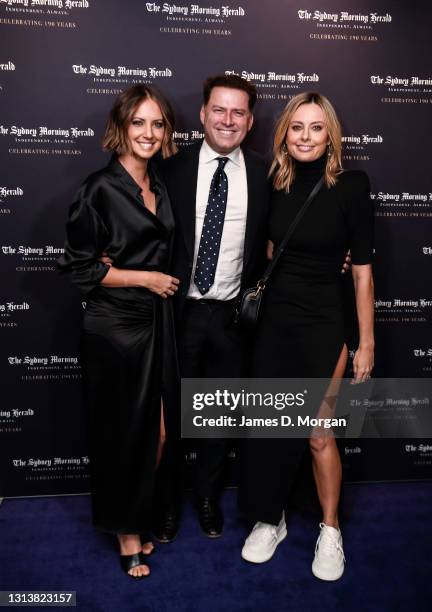 Brooke Boney, Karl Stefanovic and Allison Langdon as they attend the Sydney Morning Herald 190th event at the Sydney Opera House on April 22, 2021 in...