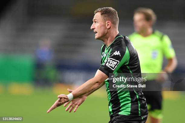 Besart Berisha of Western United calls for the ball during the A-League match between Western United FC and the Wellington Phoenix at University of...