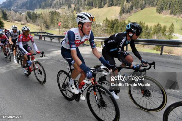 Michel Ries of Luxembourg and Team Trek - Segafredo & Romain Combaud of France and Team DSM during the 44th Tour of the Alps 2021, Stage 4 a 168,6 to...