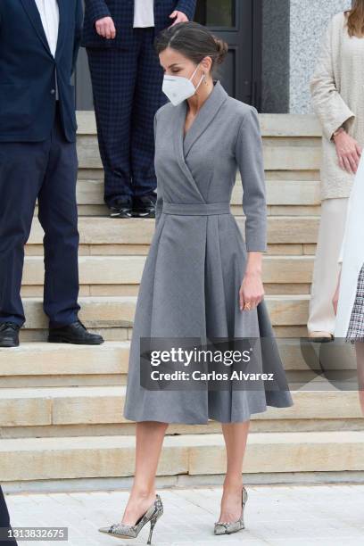 Queen Letizia of Spain attends the launching ceremony of the new submarine 'Isaac Peral' at Navantia Shipyard on April 22, 2021 in Cartagena, Spain.