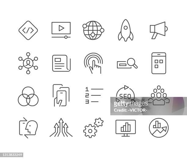 digitales marketing und internet-icons - classic line series - content stock-grafiken, -clipart, -cartoons und -symbole