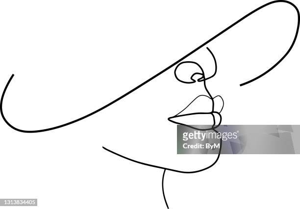woman face continuous line drawing - one line drawing abstract line art stock illustrations