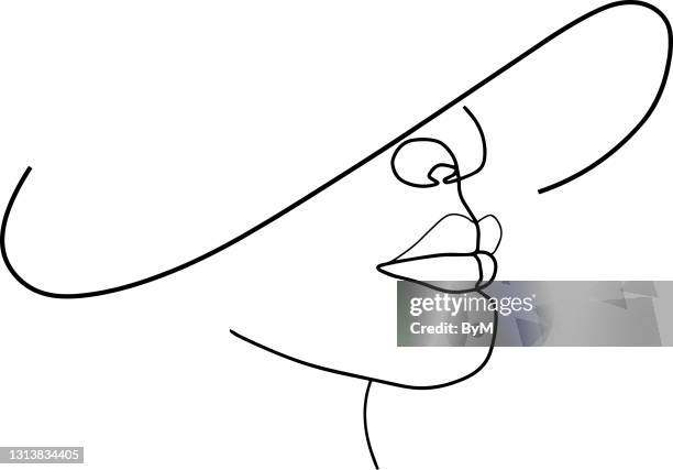 woman face continuous line drawing - personalization logo stock illustrations
