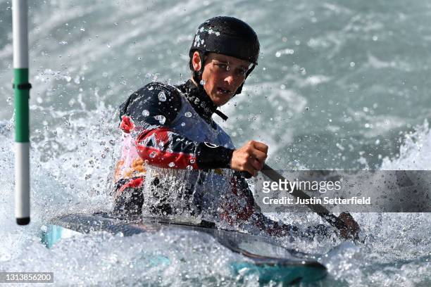 Mallory Franklin of Great Britain during a British Canoe Slalom Media Day at Lee Valley White Water Centre on April 22, 2021 in London, England....