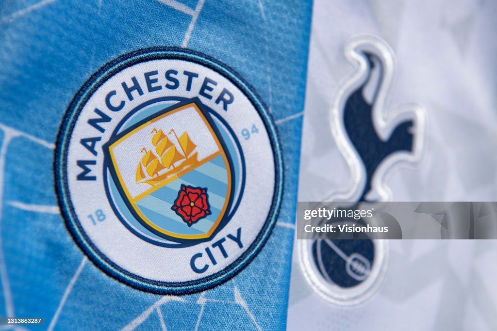 The Club Badges of Manchester City and Tottenham Hotspur