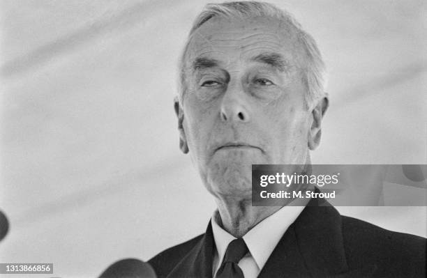 Admiral of the Fleet Louis Mountbatten, 1st Earl Mountbatten of Burma at the launch of the 90-foot ketch 'Sea Star of the Hebrides' which was...